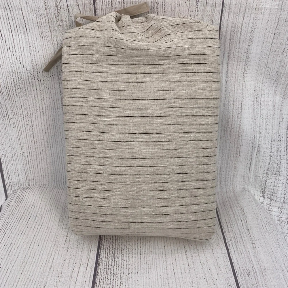 Ella Jayne Duvet Set Full/Queen Natural Linen Black Pinstripe Earthy Farmhouse